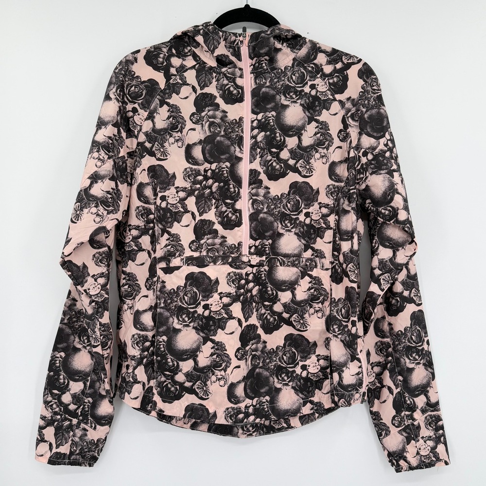 Oiselle Seattle Showers Anorak Rose Botanical Print Half Zip Windbreaker S